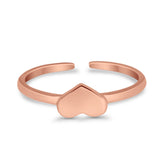 Plain Hearts Toe Ring Band 925 Sterling Silver for Women (4mm)