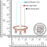 Adjustable Crown Toe Ring Simulated Cubic Zirconia 925 Sterling Silver (7mm)