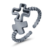 Beautiful Ring Adjustable Crosses Toe Band 925 Sterling Silver (8mm)