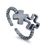 Beautiful Ring Adjustable Crosses Toe Band 925 Sterling Silver (8mm)