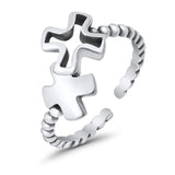 Beautiful Ring Adjustable Crosses Toe Band 925 Sterling Silver (8mm)