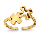 Beautiful Ring Adjustable Crosses Toe Band 925 Sterling Silver (8mm)