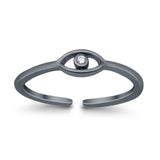 Adjustable Eye of Providence Toe Ring Simulated CZ 925 Sterling Silver (3.5mm)