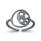 Adjustable Moon & Stars Toe Ring Band 925 Sterling Silver (11mm)