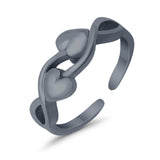 Adjustable Double Heart Toe Ring Band 925 Sterling Silver (5mm)