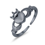 Claddagh Adjustable Toe Ring For Womens 925 Sterling Silver (12mm)