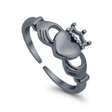 Claddagh Adjustable Toe Ring For Womens 925 Sterling Silver (12mm)