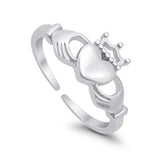 Claddagh Adjustable Toe Ring For Womens 925 Sterling Silver (12mm)