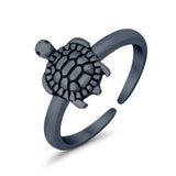 Turtle Toe Ring Adjustable Band 925 Sterling Silver (9mm)