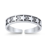 Beautiful Midi Ring Adjustable Stars Toe Band 925 Sterling Silver (4mm)