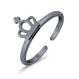 Crown Shape Toe Ring Band 925 Silver Sterling (7mm)