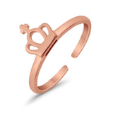 Crown Shape Toe Ring Band 925 Silver Sterling (7mm)
