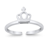 Crown Shape Toe Ring Band 925 Silver Sterling (7mm)