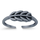 Feather Toe Ring Band Adjustable 925 Sterling Silver (5mm)