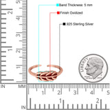 Feather Toe Ring Band Adjustable 925 Sterling Silver (5mm)