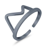 Mountain Toe Ring Adjustable Band 925 Sterling Silver (8mm)