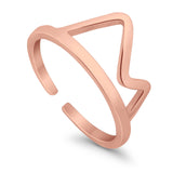 Mountain Toe Ring Adjustable Band 925 Sterling Silver (8mm)