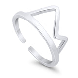Mountain Toe Ring Adjustable Band 925 Sterling Silver (8mm)