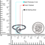 Moon & Stars Toe Ring Adjustable Band 925 Sterling Silver (9mm)