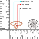 Moon & Stars Toe Ring Adjustable Band 925 Sterling Silver (9mm)