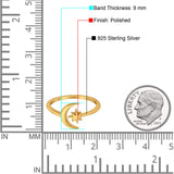 Moon & Stars Toe Ring Adjustable Band 925 Sterling Silver (9mm)