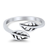 Beautiful Leaves Ring Adjustable Toe Band 925 Sterling Silver (7mm)