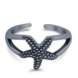 Foot Fingers Starfish Toe Rings Adjustable 925 Sterling Silver (9mm)