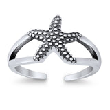Foot Fingers Starfish Toe Rings Adjustable 925 Sterling Silver (9mm)