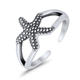 Foot Fingers Starfish Toe Rings Adjustable 925 Sterling Silver (9mm)