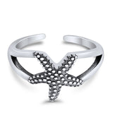 Foot Fingers Starfish Toe Rings Adjustable 925 Sterling Silver (9mm)