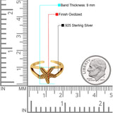 Foot Fingers Starfish Toe Rings Adjustable 925 Sterling Silver (9mm)