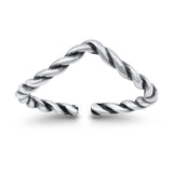 Adjustable V-Shape Twisted Toe Ring  Band Round 925 Sterling Silver (4mm)