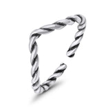 Adjustable V-Shape Twisted Toe Ring  Band Round 925 Sterling Silver (4mm)