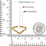 Adjustable V-Shape Twisted Toe Ring  Band Round 925 Sterling Silver (4mm)