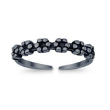 Adjustable Band Flowers Toe Ring 925 Sterling Silver (3mm)