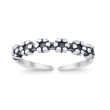 Adjustable Band Flowers Toe Ring 925 Sterling Silver (3mm)