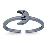 Adjustable Plain Moon Toe Ring Band 925 Sterling Silver(6mm)