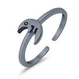 Adjustable Plain Moon Toe Ring Band 925 Sterling Silver(6mm)