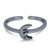 Adjustable Plain Moon Toe Ring Band 925 Sterling Silver(6mm)