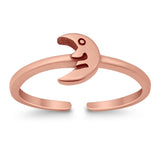 Adjustable Plain Moon Toe Ring Band 925 Sterling Silver(6mm)