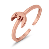 Adjustable Plain Moon Toe Ring Band 925 Sterling Silver(6mm)