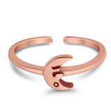 Adjustable Plain Moon Toe Ring Band 925 Sterling Silver(6mm)