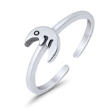 Adjustable Plain Moon Toe Ring Band 925 Sterling Silver(6mm)