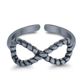 Infinity Rope Toe Ring Adjustable Band 925 Sterling Silver (7mm)