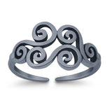 Wind Symbol Adjustable Toe Ring 925 Sterling Silver (9mm)