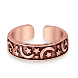 Moon & Stars Toe Ring Band 925 Sterling Silver (5mm)