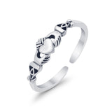 Celtic Claddagh Heart Shape Midi Toe Ring Band 925 Silver Sterling For Womens