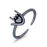 I Love You Sign Toe Ring Adjustable Band 925 Sterling Silver (7mm)