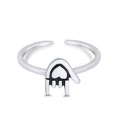 I Love You Sign Toe Ring Adjustable Band 925 Sterling Silver (7mm)