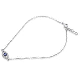 Blue Evil Eye Bracelet, 925 Sterling Silver, 7.5 in